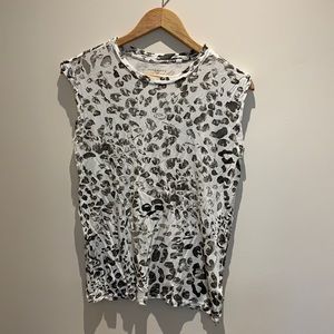 Black and white animal print muscle tee